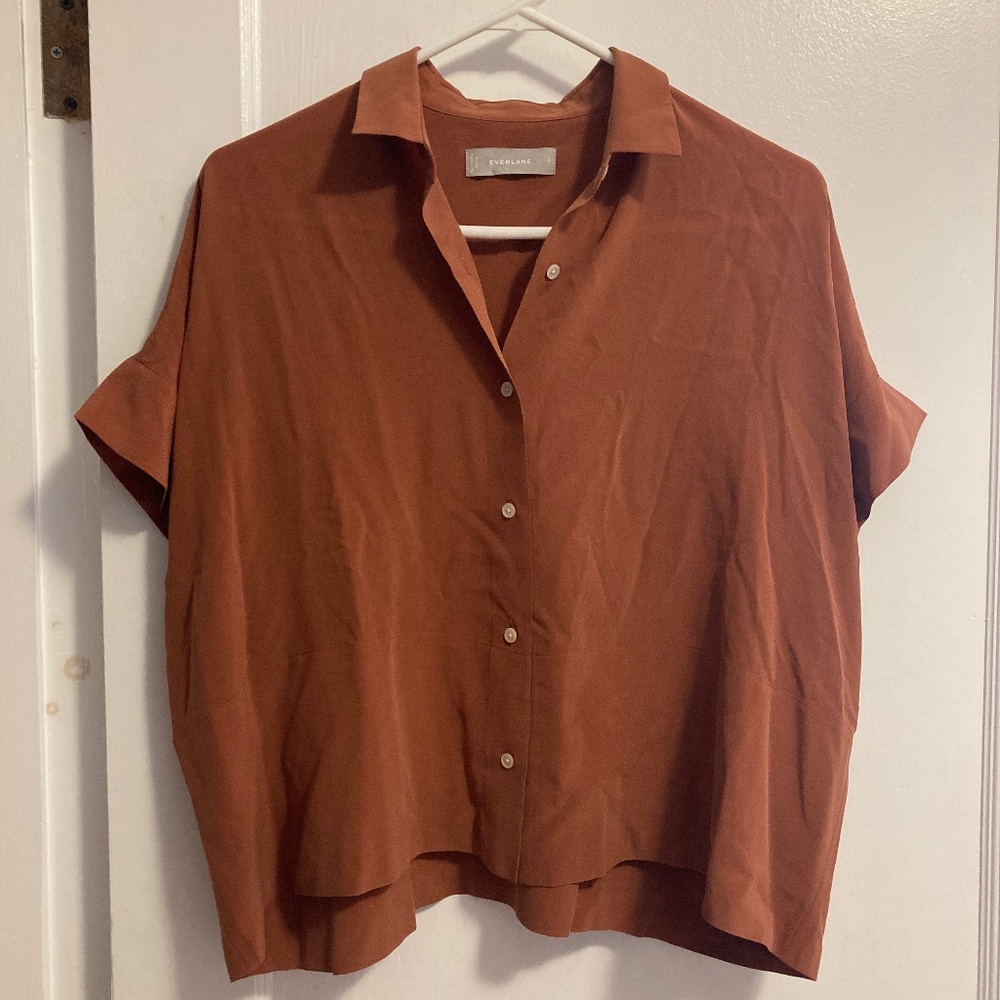 Everlane The Clean Silk Short-Sleeve Square Shirt